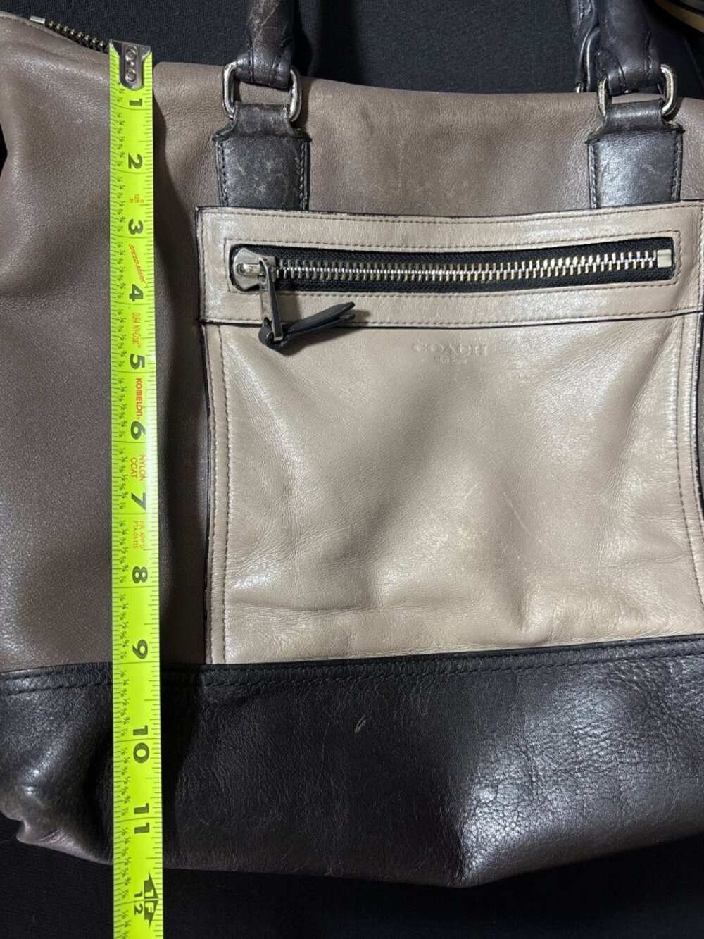 Coach Legacy Rory Satchel Leather Purse No. 19902 Taupe & Black Two-Tone Pebbled - Picture 13 of 16